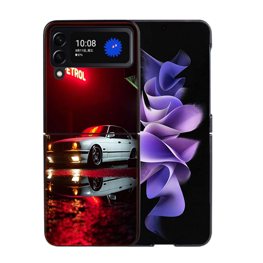 Car for B- Bmwes-S E30 Phone Case For Samsung Z Flip 7 6 5G Galaxy Z Flip4 Z Flip5 Z Flip3 Coque Black Hard PC Shell Protective