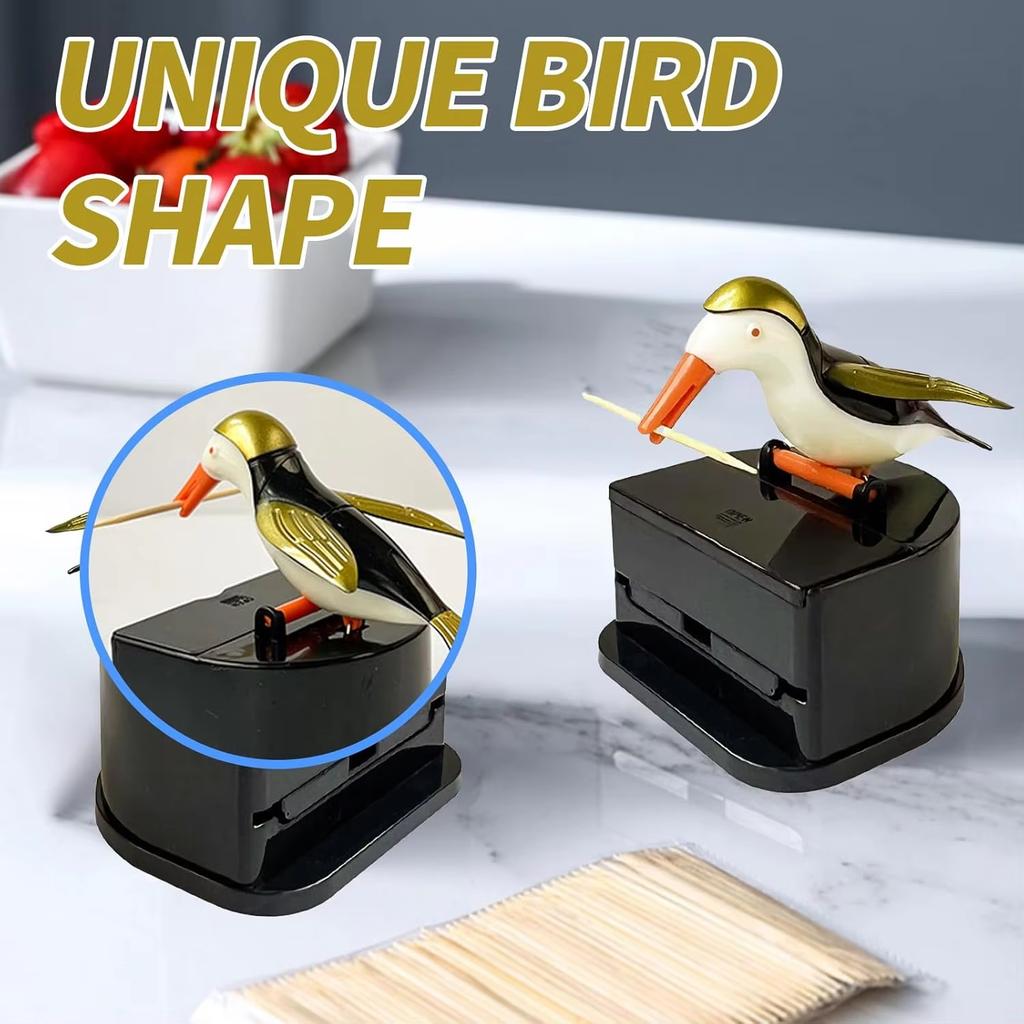 Cute Woodpecker Design Toothpick Dispenser Auto Ejecting Holder For Kitchen Counter Dining Table Organization