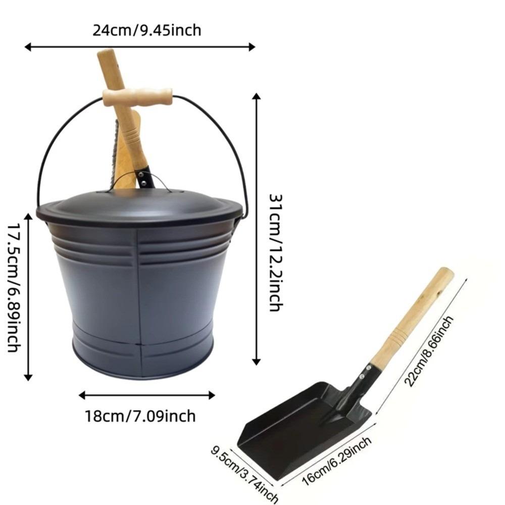 Ash Removal Fireplace Ash Bucket Large Capacity Heavy Duty Ash Removal Container with Lid Rust Resistant