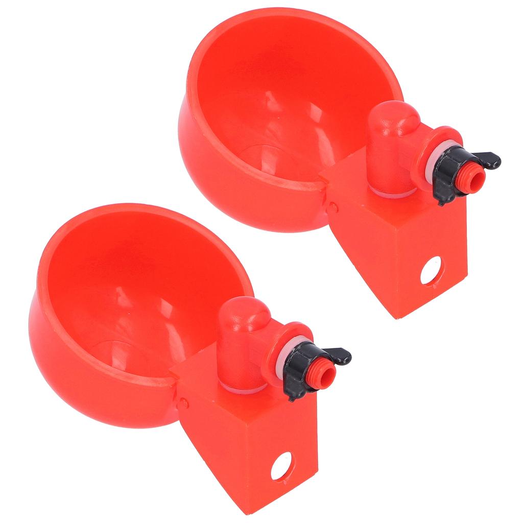 2pcs Automatic Chicken Water Cup Red Plastic Drinking Bowl for Poultry Pigeon Bird