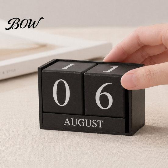 Durable Iron Art Calendar Metal Bird Perpetual Desk Calendar, Frame Desktop Office Accessory with Rotating Flip Month Date Display for Home