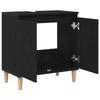 Black Oak Bathroom Vanity with Sink, Beige Round Column Legs, Spacious Storage, 58x33x60 Cm Particle Board.