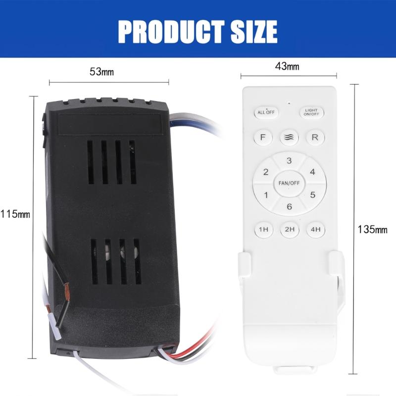 Télécommande Sans Fil Universelle Convient aux Ventilateurs de Plafond 6 Vitesses Réglables et 3 Modes de Minuterie Texture ABS