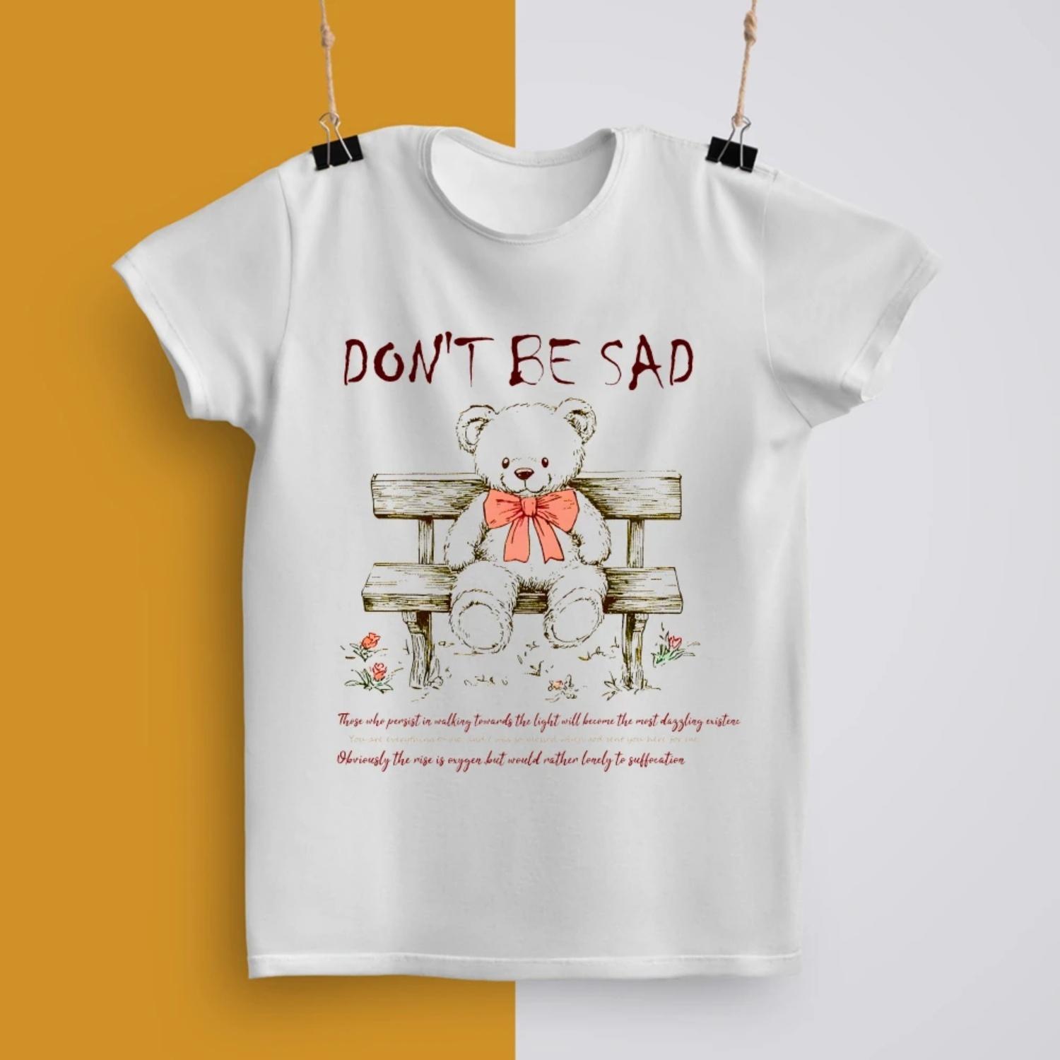 Don t Be Sad Graphic Women s T-Shirt Streetwear SpringSummer Pure Short Sleeve Trendy2025 Fast Ship XXXXXL белый