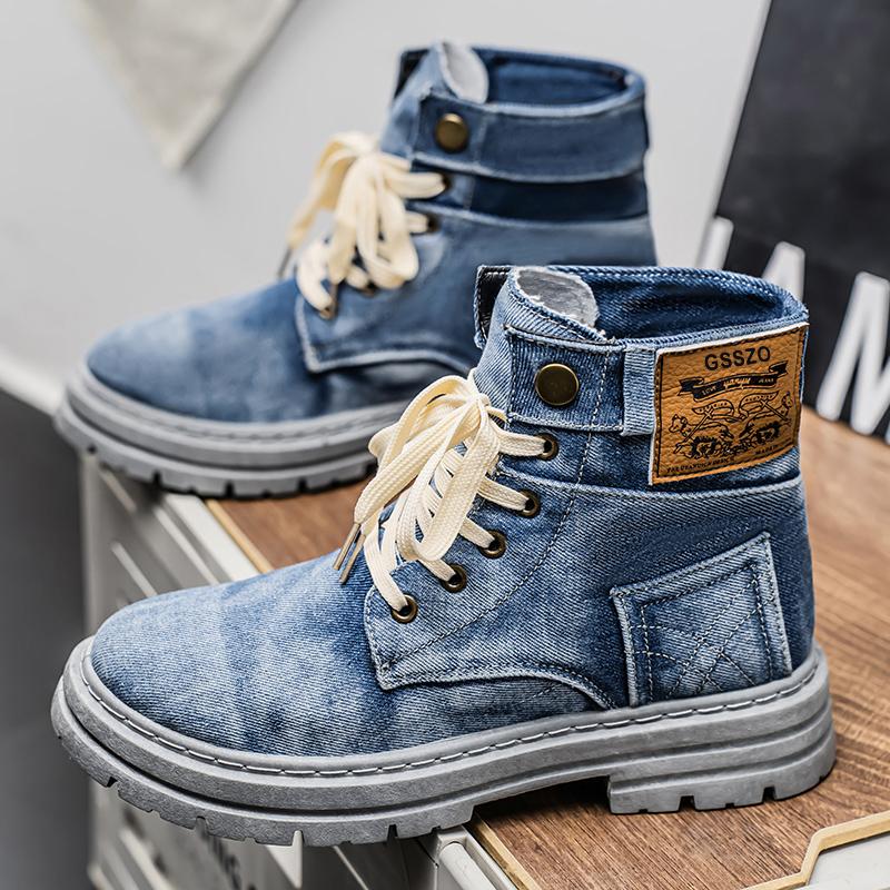 

Новые модные осенние и зимние мужские высокие ботинки martin для студентов, трендовые рабочие туфли на мягкой подошве для мальчиков, кроссовки Martin с защитой труда 48 синий