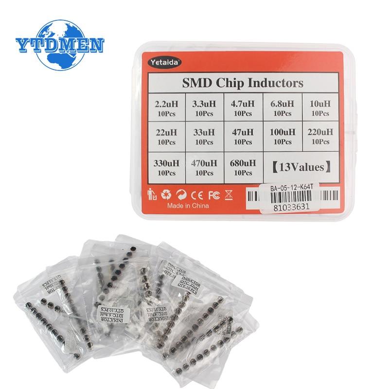 

130 шт., высококачественный комплект индукторов мощности CD54 SMD для электроники «сделай сам», набор индукторов CD54 2,2uH ~ 680uH для преобразователей постоянного тока в постоянный