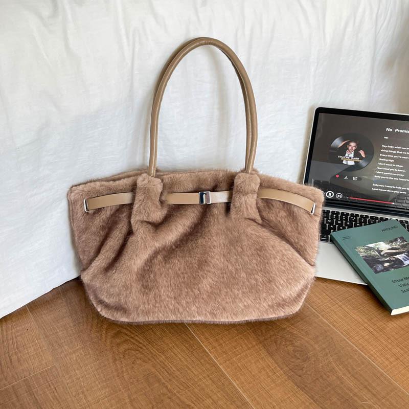 Winter Limited Edition Design Fluffy Tote Bag for Commuting, Single-shoulder Handbag