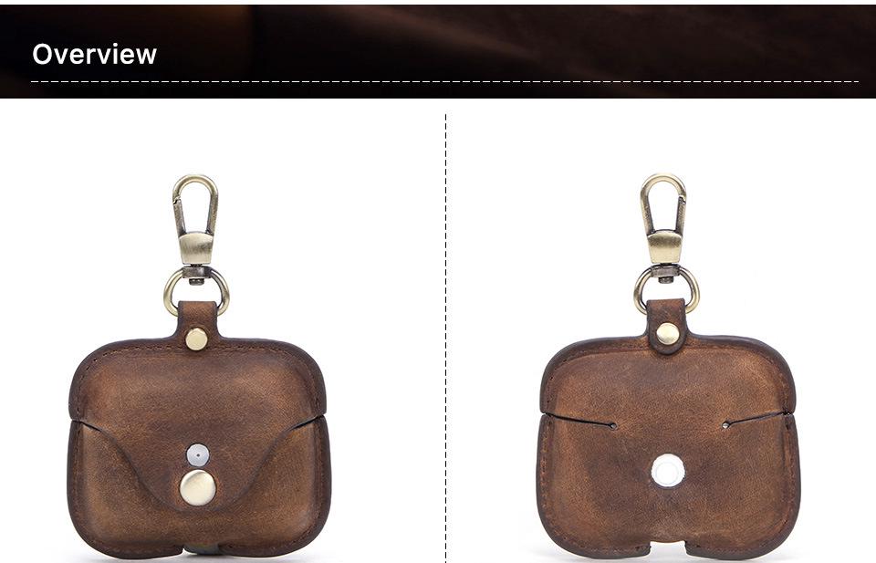 Genuine Leather Snap-Closure Flip Case for AirPods Pro