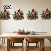 Winter Seasonal Window Ornaments Christmas Bird Wall Sticker, Decorative PVC Decal with Pine Branch Cone And Reusable Holiday Glass Clings Red Berry,