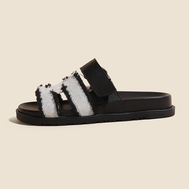 Second uncle slippers women's summer wear 2025 new Velcro platform fashionable sandals Internet celebrity beach cool slippers women