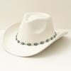 Hot-selling Retro Ethnic Style Turquoise Hat Chain Top Hat Cowboy Hat Felt Hat Bohemian New European and American