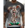 Funny 3D Animal Rabbit Print Men's T-shirt Street Personality Short Sleeve t shirts Fashion Casual Crew Neck Top Summer Clothing