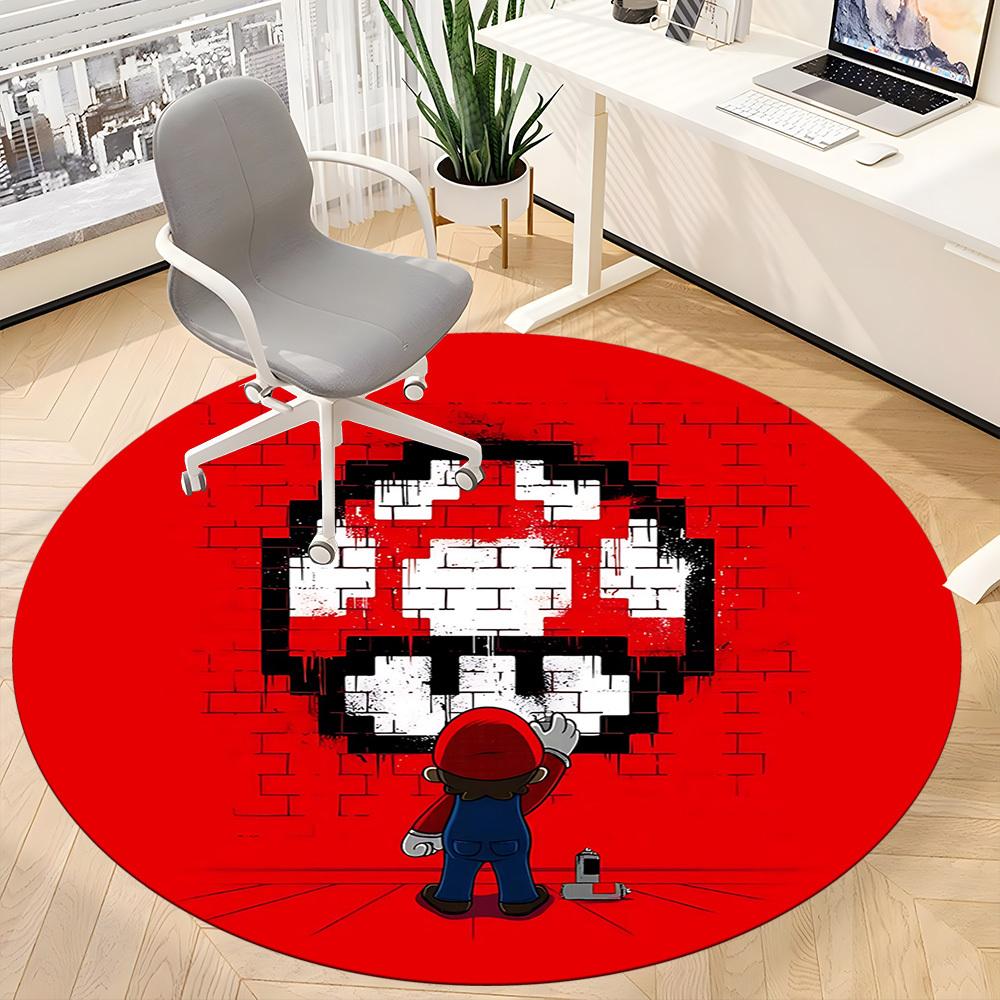 1pc Mario Office Round Area Rug, Bedroom Living Room Home Decor, Room Deco, Offic a1016202