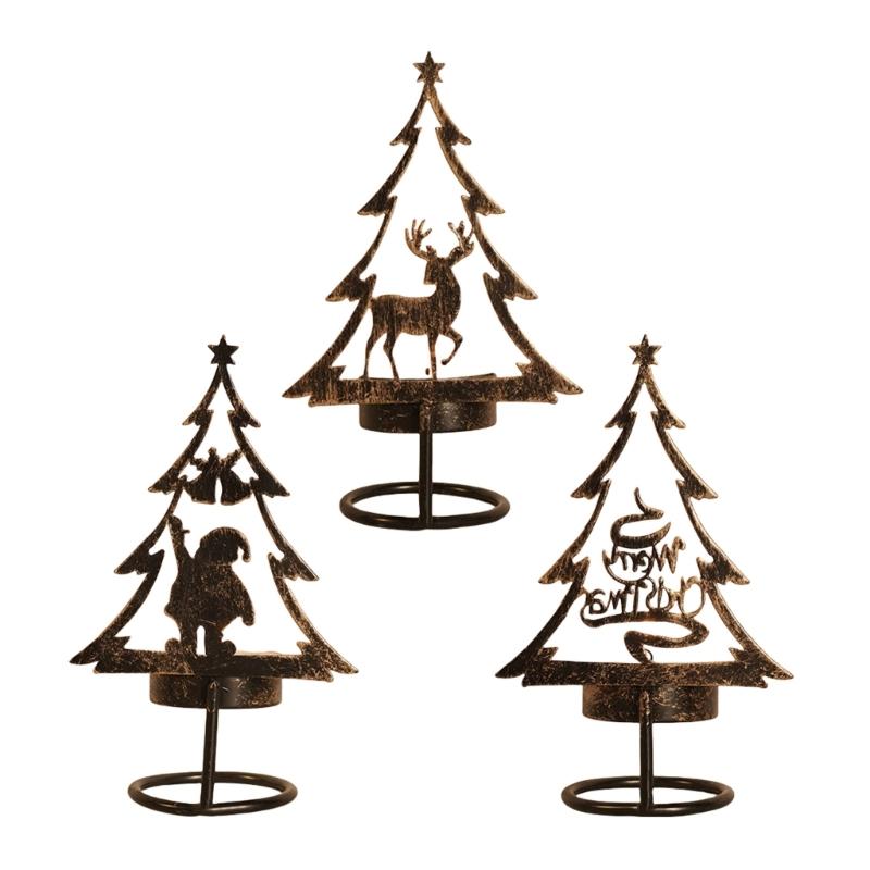 Antique Styles Christmas Candlestick, Durable Iron Candle Stand Home Decors for Holiday Celebration Christmas Item
