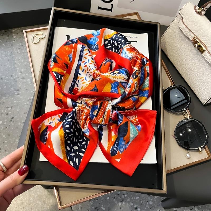 Satin high-end tied hair long silk scarf headband elegant and simple versatile hair band headband streamer hair accessories women's tied bag