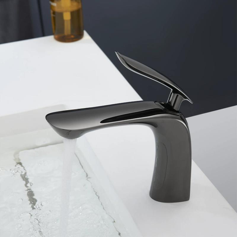 Chrome Basin Faucets Gray Bathroom Faucet Single Handle Basin Mixer Tap Bath Black Gray Chrome Faucet Brass Sink Water Crane