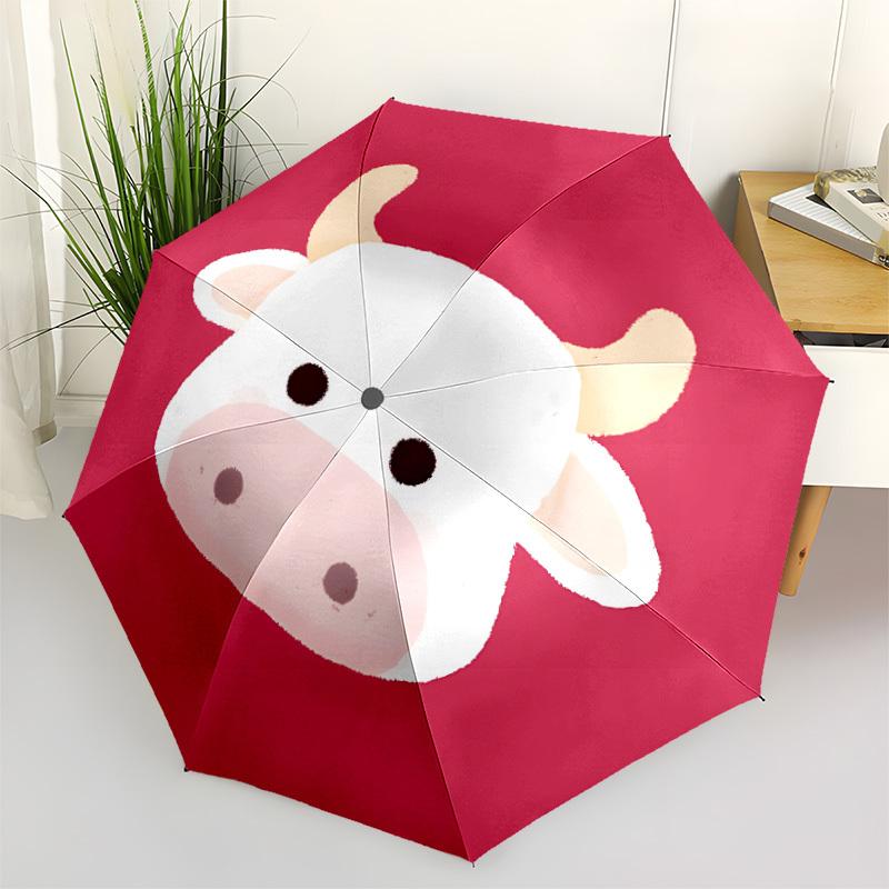

1pc Cow Automatic Open/Close Folding Umbrella - Compact 8-Rib Design, Daily Use, Perfect Gift for Friends & Family yy260327069