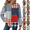 Women's Plaid Print Round Neck Long Sleeve Casual Loose Top