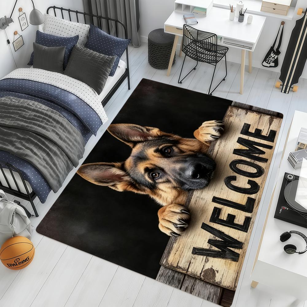 Welcome Art Cute Fun Cartoon Dog Home Bedside Rug Kitchen Bath Floor Mat Hallway Balcony Carpet Entrance Doormat Hogar Decor