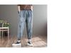 Women's Retro Distressed Embroidered Denim Harem Pants - Loose Fit, Elastic Waist, Plus Size, Cropped for Spring/Autumn 2025