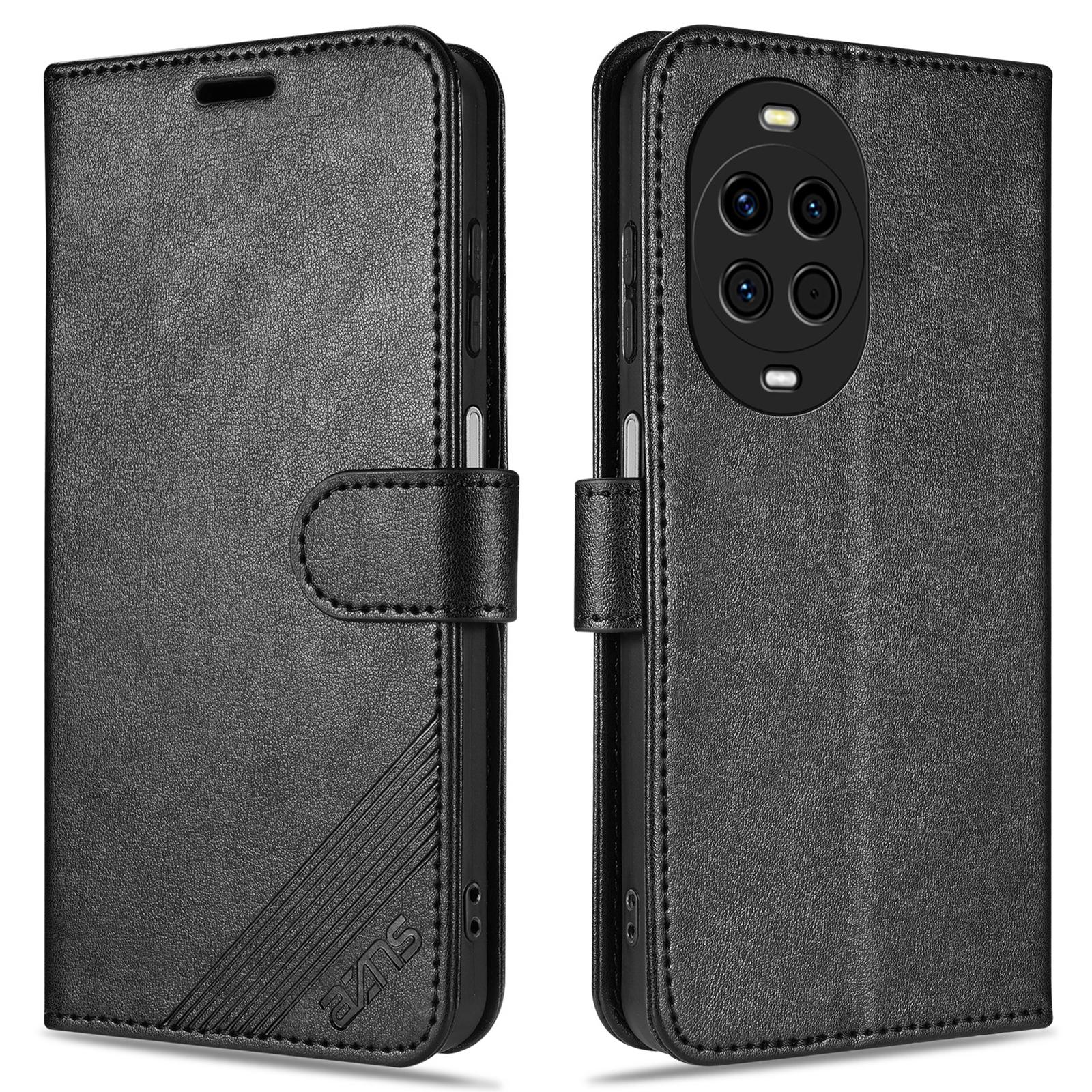 

AZNS For Huawei nova 14 5G Case Anti-Scratch PU Leather Stand Wallet Phone Cover Black