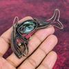 Seraphinite Gemstone Pendant Copper Wire Wrapped Pendant Fish Handmade Jewelry