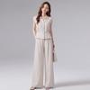 Women's Sleeveless Linen Top & Wide-Leg Pants Set