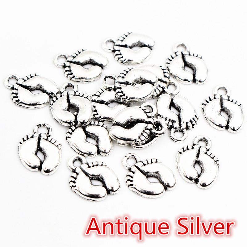 

20pcs Charms feet foot 13x10mm Tibetan Silver Plated Gold Plated Bronze Pendants Antique Jewelry Making DIY Handmade Craft
