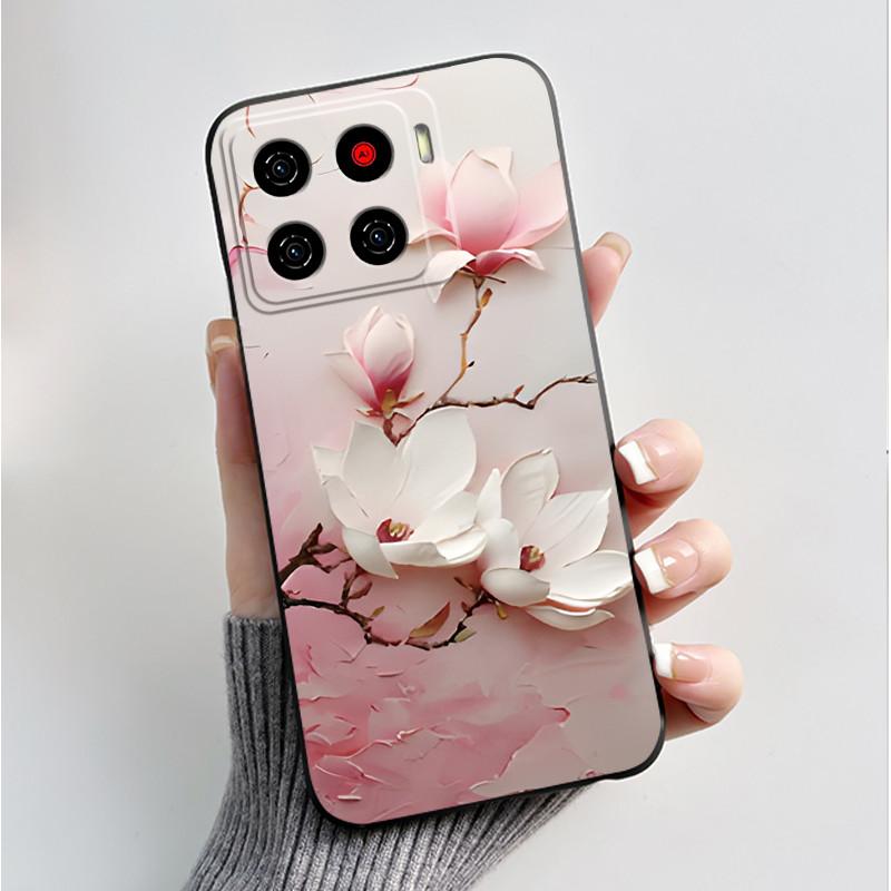 Printing Pattern Case For ZTE Blade A56 Z2473 Nubia A56 Soft Silicone Black Shell Cover For Blade A56 Pro Cute Flower Casing