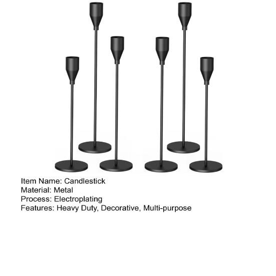 3/6Pcs/Set Vintage Tall Metal Candlestick Pillar Taper Candle Holder Home Living Room Christmas Wedding Party Candle Stand Dining Table Centerpiece