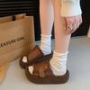 Fashion Casual Round Head Soft-soled Shoes Autumn New Wear Lamb Wool Slippers Women Thick-soled Slippers Women
