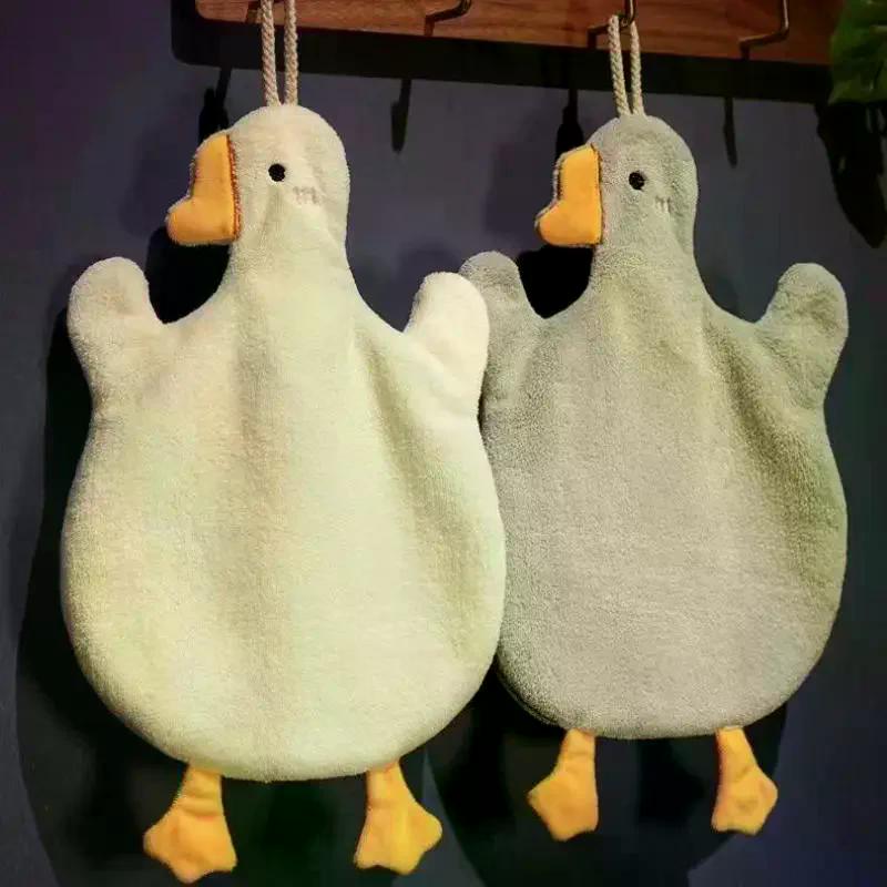 1PC Cartoon Goose Hand Kerchief Hanging Hand Towel Water Absorbing Hand Towel Kitchen And Bathroom Supplies