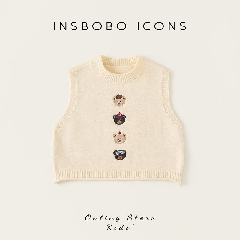 Insbobo Kidsren s Knitwear Girls  Vest 2026 Spring New Style Boys  Knitwear Baby Spring & Fall Knitwear Rice White 130