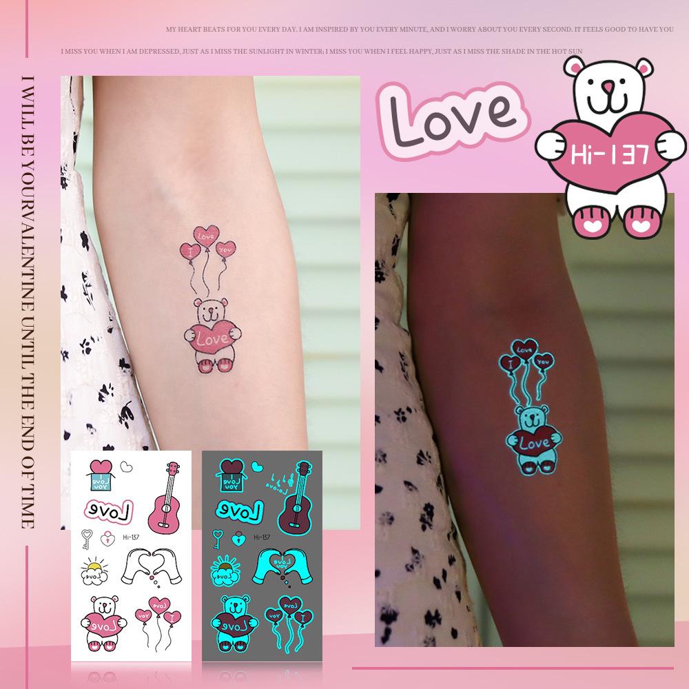 Ruikalong Blue Luminous Valentine Heart Tattoo Stickers 105*60mm