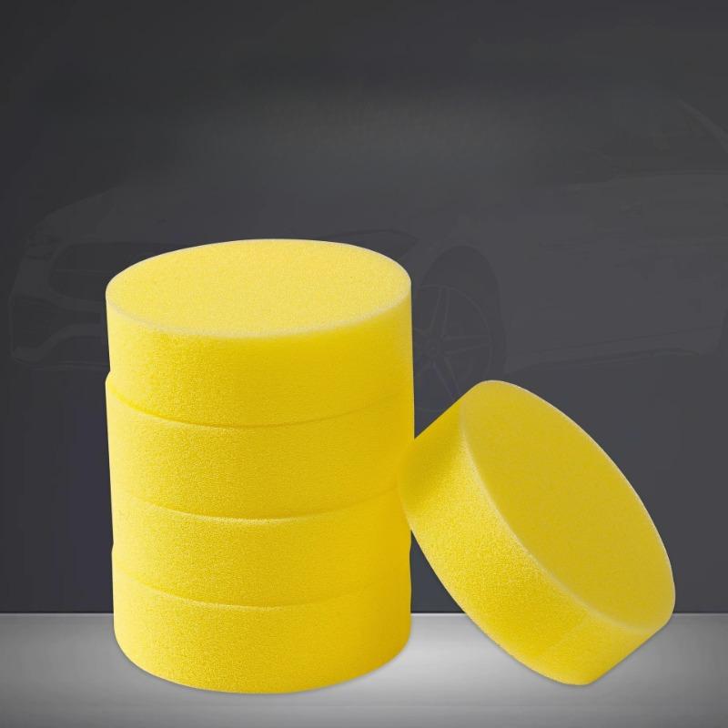Non-edge-pressed Waxed Sponge, Round Sponge, Car Cleaning Tool, Beauty Polishing, Scrubbing, Car Sponge Block