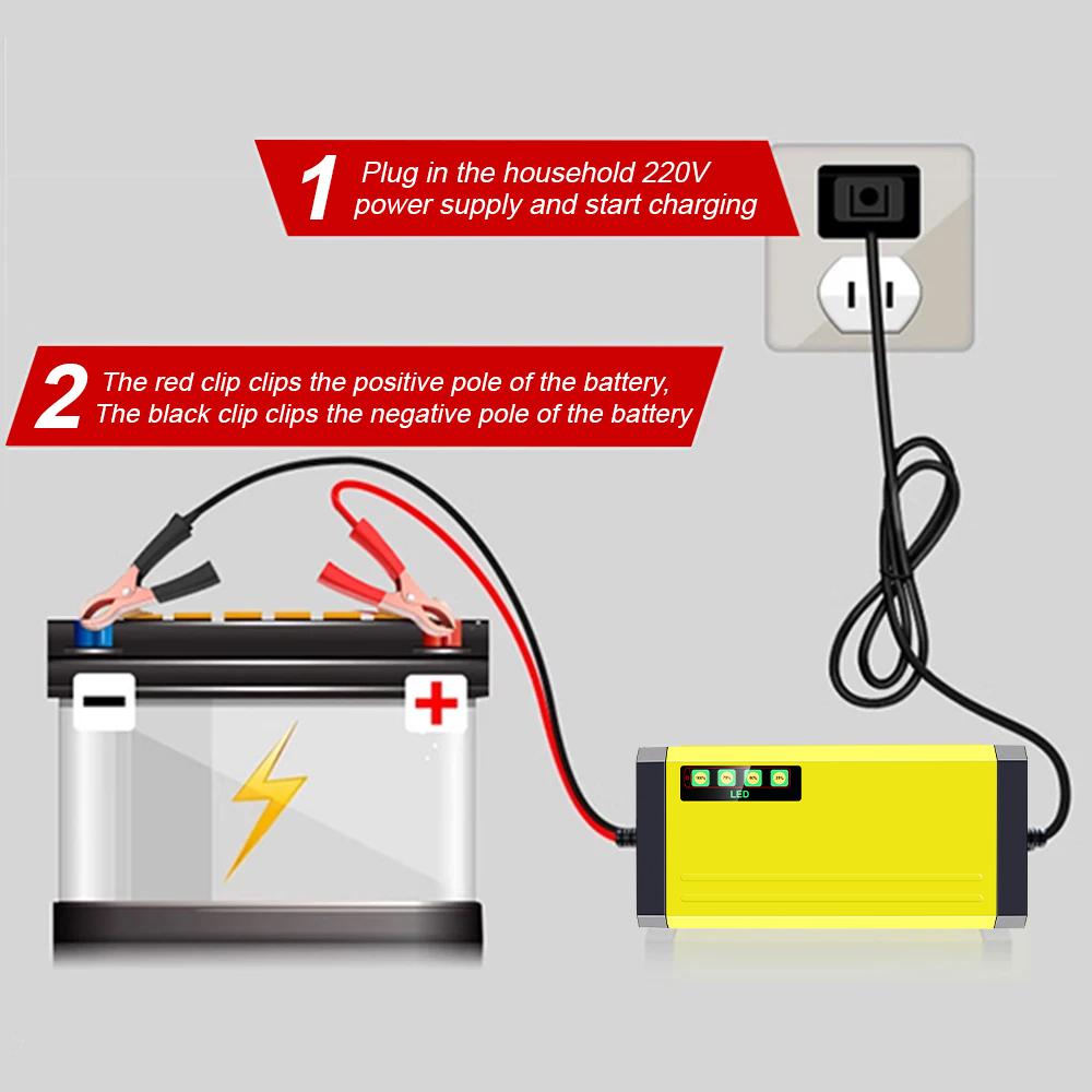 Wet Dry Lead Acid Battery 220V Power Puls Repair Charger 12V 2A Moto Truck Battery Charger Car Battery Charger LED Display
