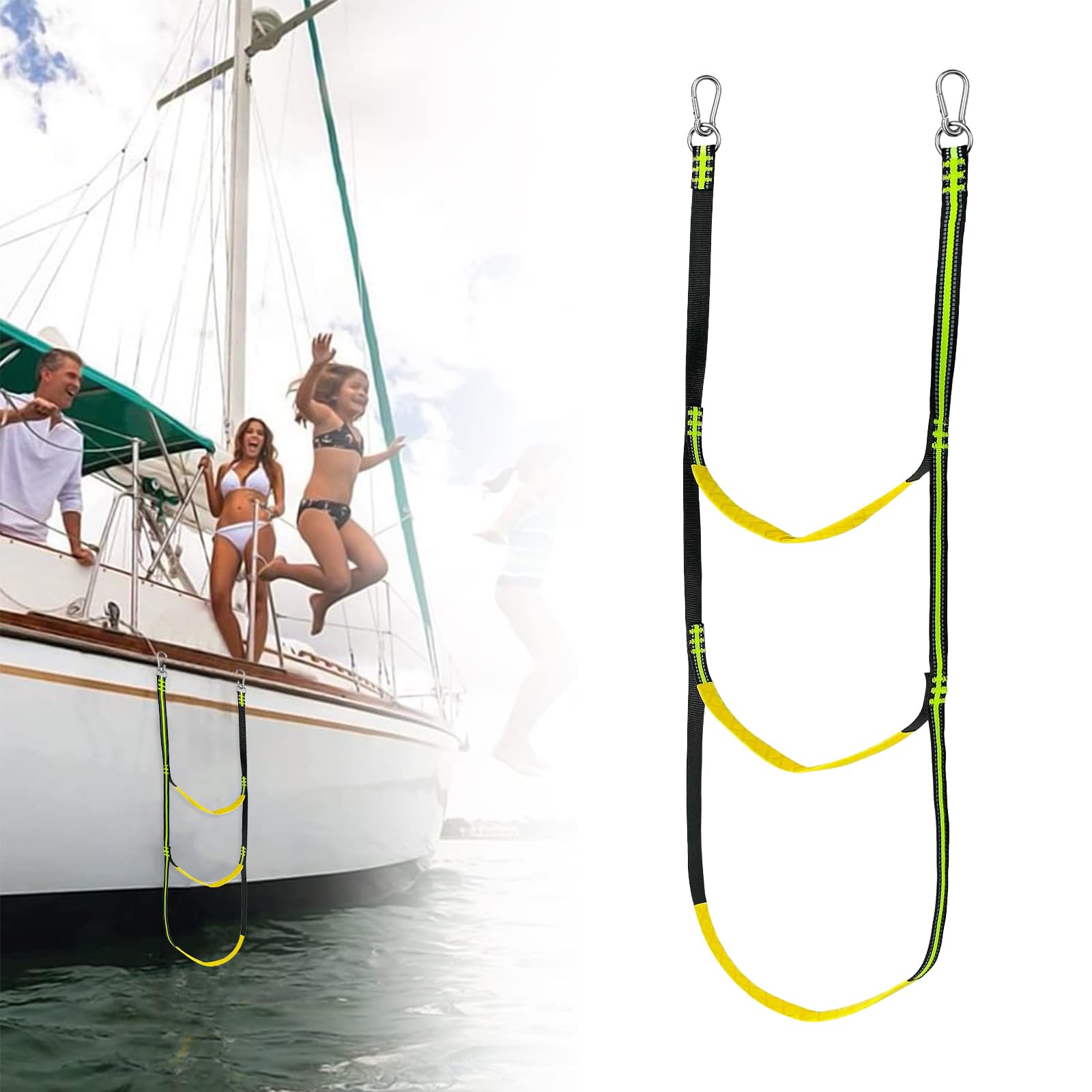 

RICISUNG Boat Ladder Boat Ladder 3-Tier Rope Ladder for Sailboat Boat Ladder Boat Folding Motorboat Canoe Marine Mooring Supplies Medium зелёный