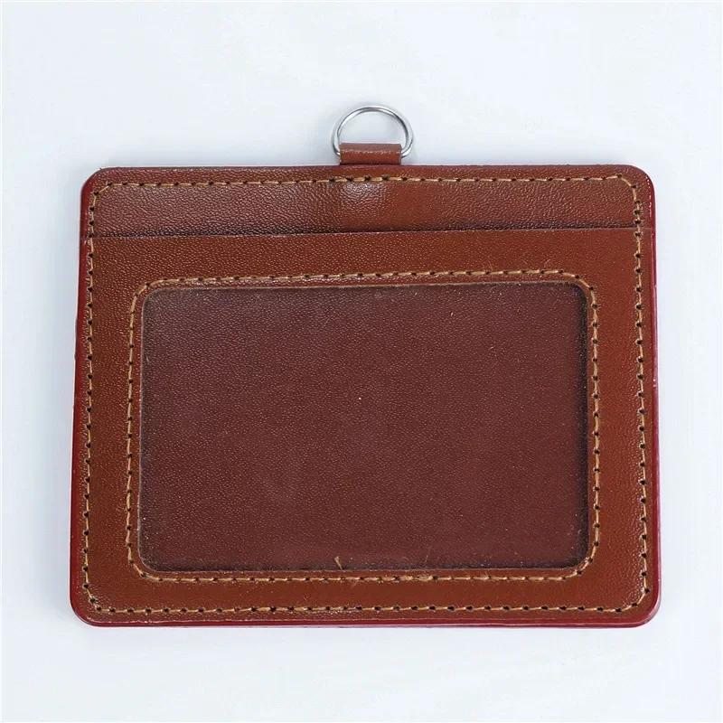 Fashion PU Leather Card Holders Set Women Men Student Retractable Badge Reel ID Card Holder Cover Case Nurse Badge Lanyards