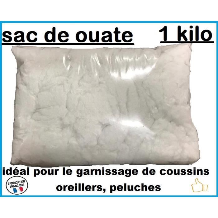 Ouate de rembourrage blanche ,sac de 1 kg, Lavable jusqu'à 30°C -