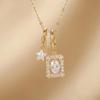Crystal Vintage Square Necklace Charm Zircon Collarbone Chain Star Pendant Necklace  Gift