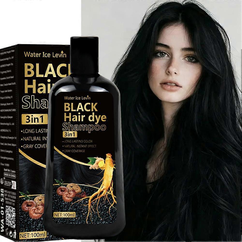 Black Hair Dye Shampoo, Black Instant Hair Color Shampoo, 3-in-1 Herbal Black Hair Dye Shampoo For Men Women