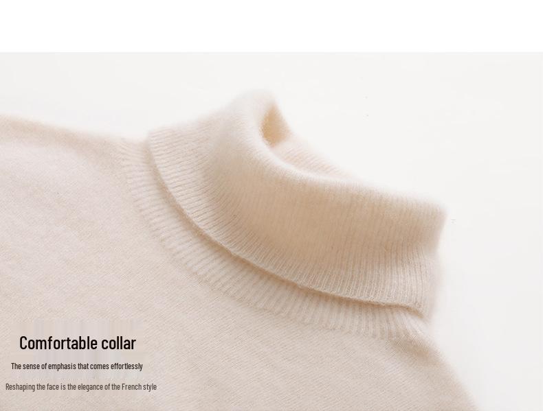 100% Cashmere Women's High Neck Solid Color Loose Fit Sweater for Autumn/Winter