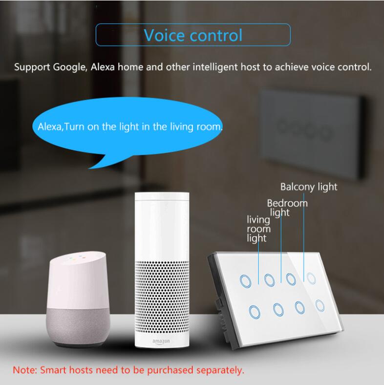WIFI 8 Gang Smart Home Switch Wall Light Switches Work with Google Home, Alexa and Tuya App "smart Life"