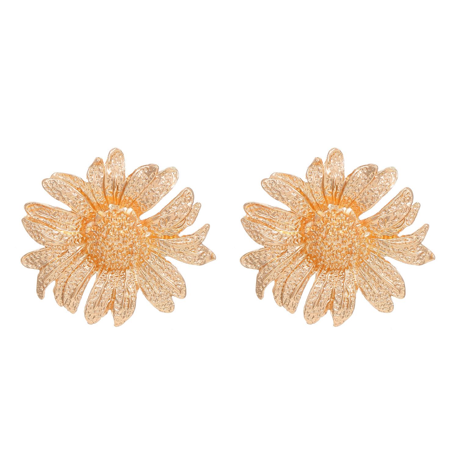 

Ретро Преувеличение Личность Дизайн Хип-Хоп Подсолнух Ожерелье Серьги Для Женщин 1 pair-earrings золотой