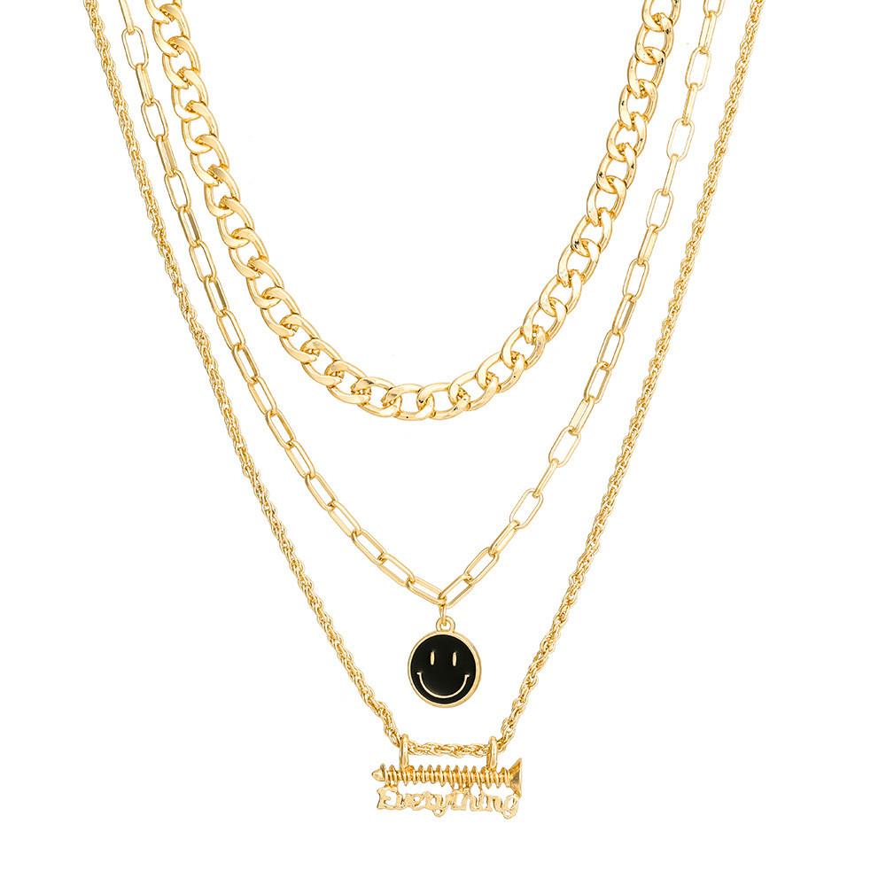 Chic And Unique Smiley Face Necklace For Women With Colorful Alloy Design Elements