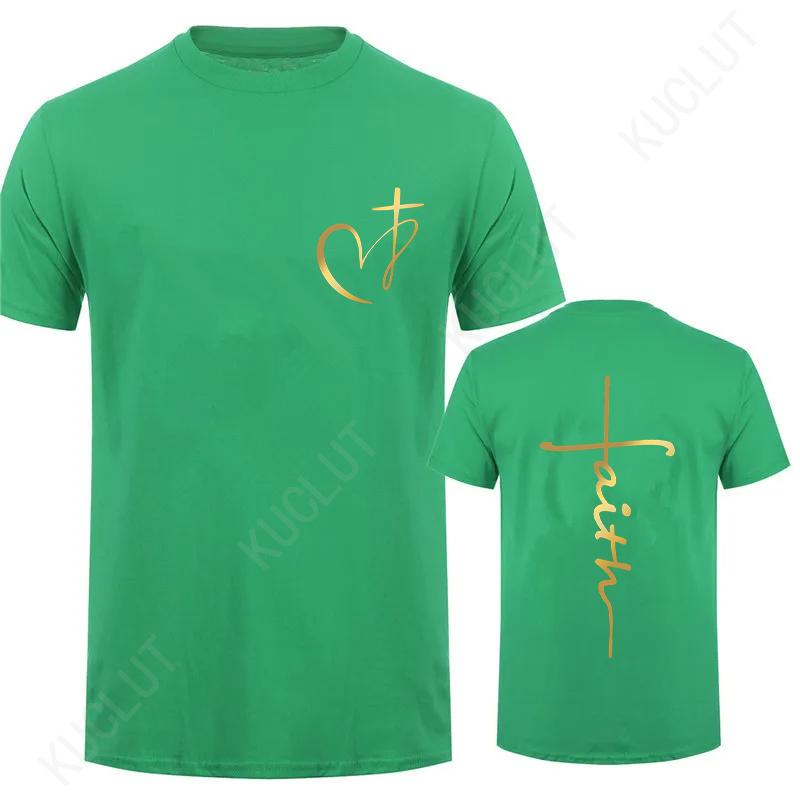 Heart Cross Print Christian T-shirt for Men Clothes Jesus Faith Male T-shirts Summer Plus Size Tee Shirt Oversized Clothing Tops