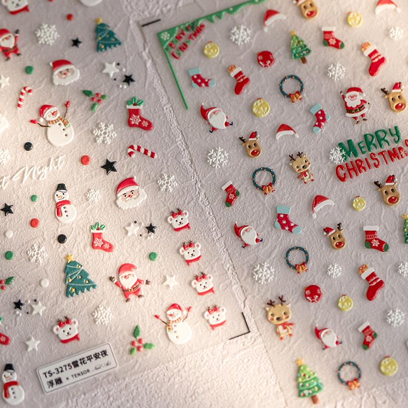 Japanese Three-Dimensional Tensor Nail Stickers - TS-3268 Christmas Edition