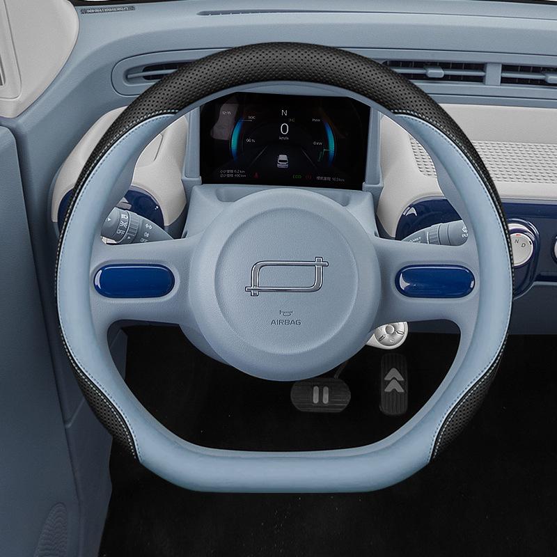 FAW Junma Steering Wheel Cover: Napa Leather, Ultra-Thin, Anti-Slip, Sweat-Proof, All-Season, Universal Fit. 36cm