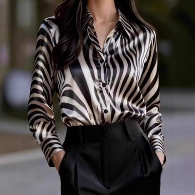 New Spring and Summer Printed Zebra Print Spring and Autumn Casual Loose Shirts Women's Button Tops