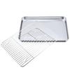 430 Stainless Steel Multi-Purpose Square Pan with Rack - Flat Bottom Grill, Baking & Steaming Tray